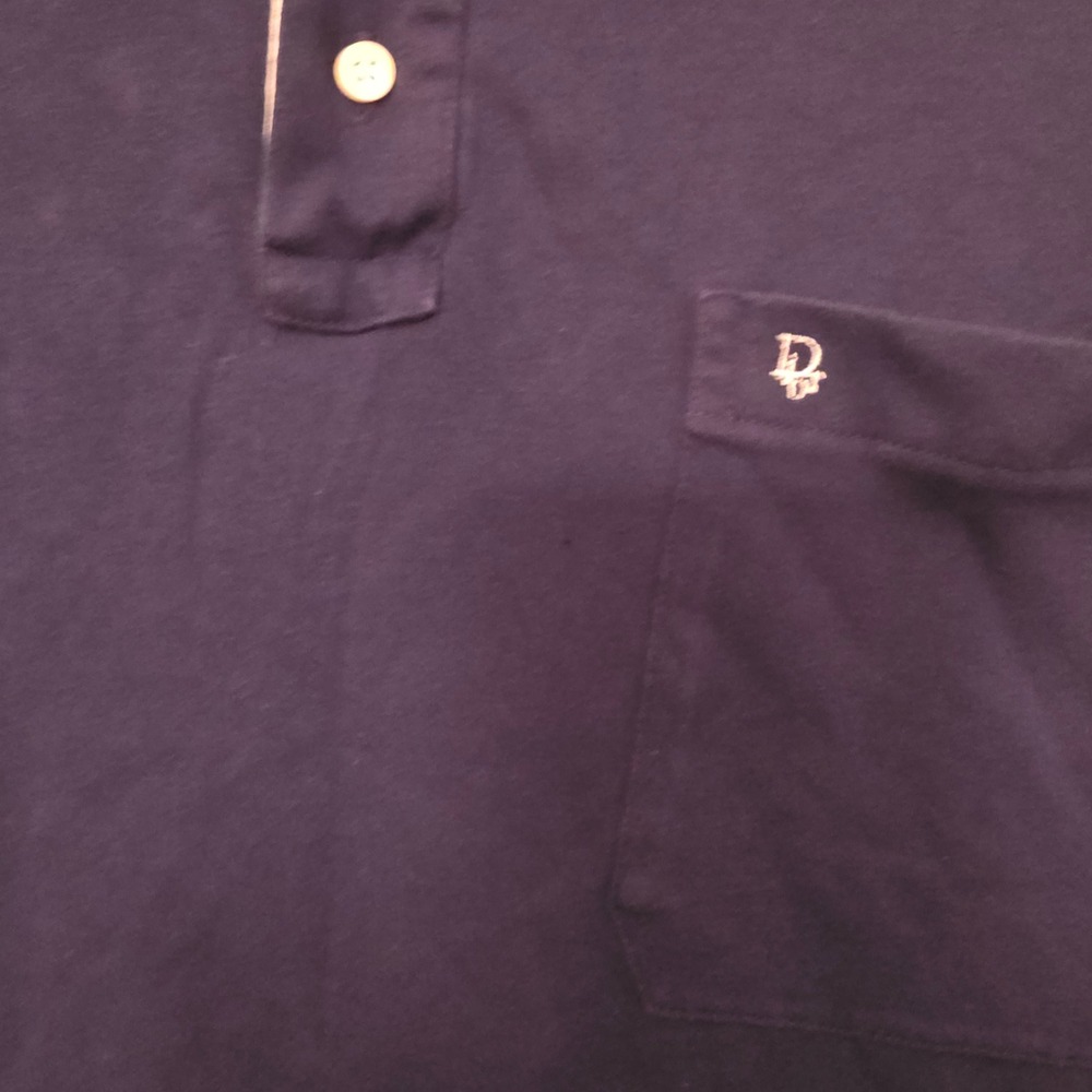 Christian Dior Monsieur Mens Navy Blue Cotton Short Sleeve Polo Shirt Large L - Picture 4 of 7